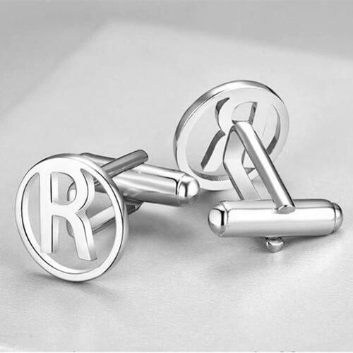 Silver letter initial jewelry company personalized name plate accessories suppliers custom letter cufflinks manufacturers